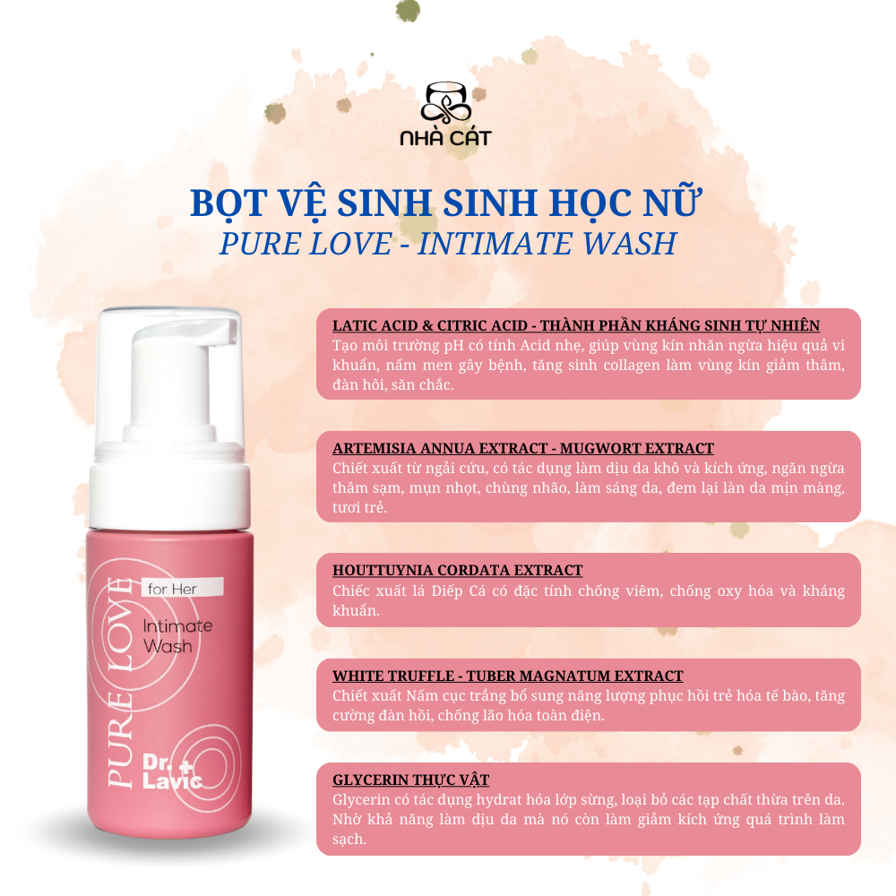 BỌT VỆ SINH SINH HỌC NỮ THƠM MÁT SẠCH DỊU NHẸ NGĂN NGỪA VI KHUẨN PURE-LOVE - Hình ảnh 4