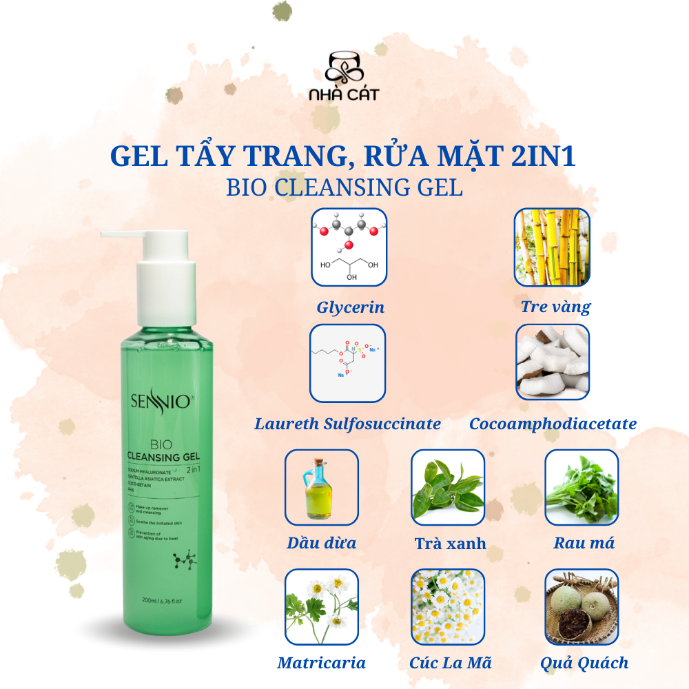 TẨY TRANG KHÔNG CỒN CHO DA DẦU MỤN THẢI ĐỘC 2 IN 1 SENNIO - Hình ảnh 3
