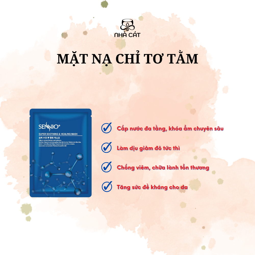 MẶT NẠ CHỈ TƠ TẰM CẤP ẨM CĂNG BÓNG DƯỠNG TRẮNG PHỤC HỒI DA SENNIO - Hình ảnh 2