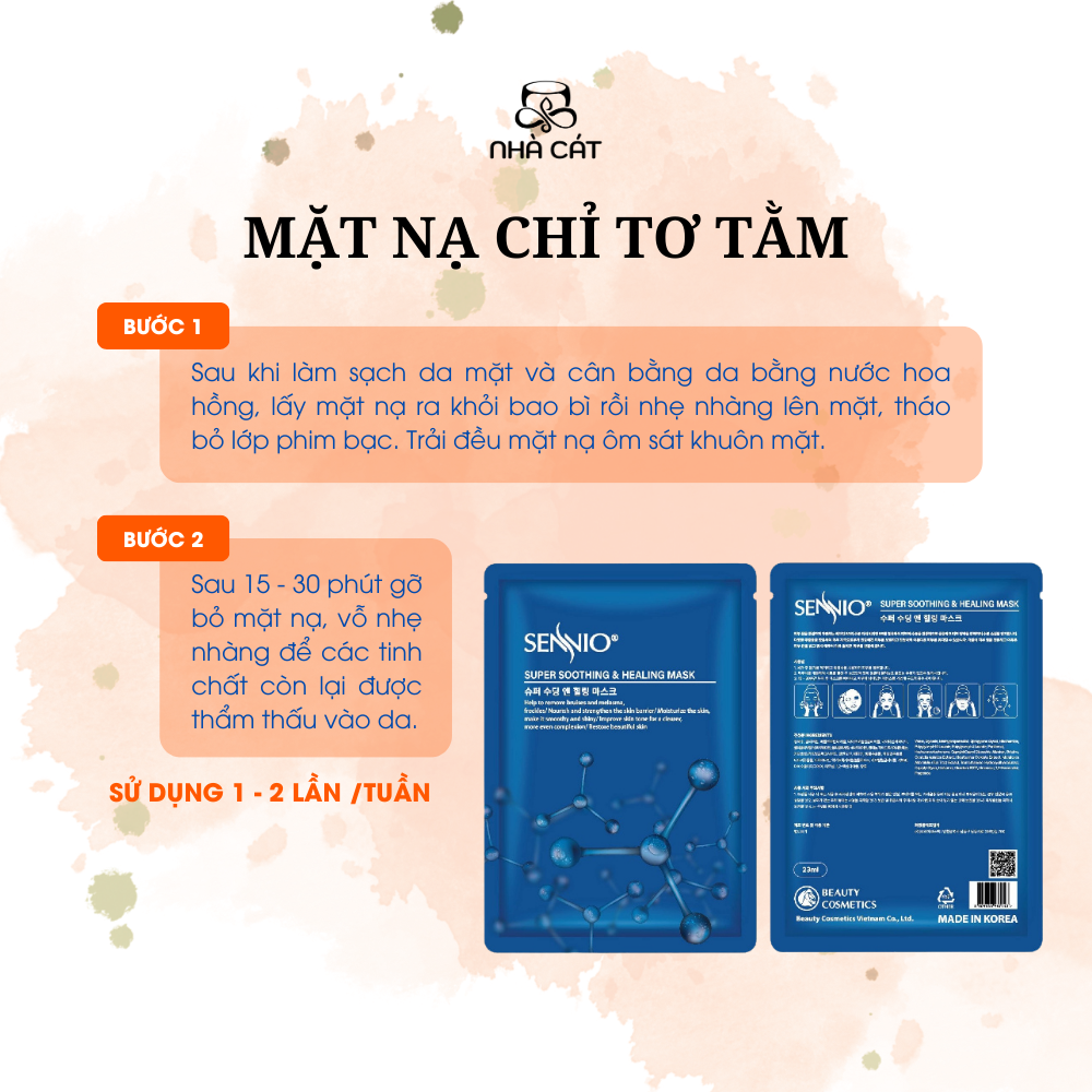 MẶT NẠ CHỈ TƠ TẰM CẤP ẨM CĂNG BÓNG DƯỠNG TRẮNG PHỤC HỒI DA SENNIO - Hình ảnh 4