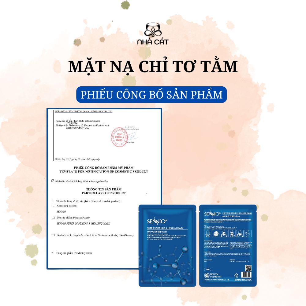 MẶT NẠ CHỈ TƠ TẰM CẤP ẨM CĂNG BÓNG DƯỠNG TRẮNG PHỤC HỒI DA SENNIO - Hình ảnh 6
